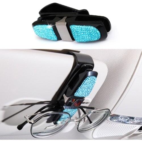 Universal Auto Car Sunglasses Holder Clip Diamond Rhinestone Shining 180 Degree Rotation Glasses Holder for Car