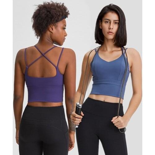 Women Sports Bra For Running Gym Push Up Yoga Bra Female Sexy V Collar Back Cross Yoga Vest Underwear Fitness Top With Padded