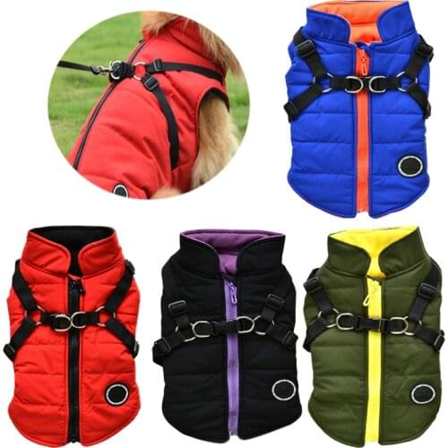 Winter Pet Dog Jacket For Large Dog Warm Clothes With Buckle Labrador Waterproof Coat For Small Medium French Bulldog Outfits