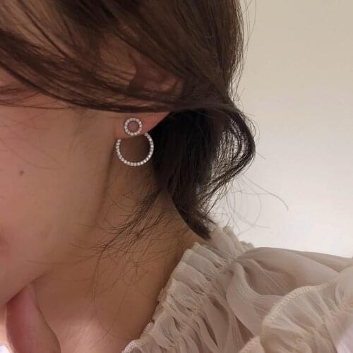 1per Korean version with diamond earrings female fashion temperament super flash diamond round hanging stud ear accessories