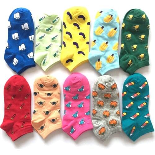1 Pair Women Socks Cotton Summer/Spring New Colorful Cartoon Fruit Ankle Socks Breathable Casual Cute Short Socks Meias Mujer