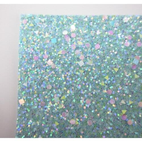 8"x11"(21cmX29cm) Aqua Glitter Leather Sheets Faux Glitter Fabric Glitter Sheet faux leather sheets for bows 1 piece K0376-8