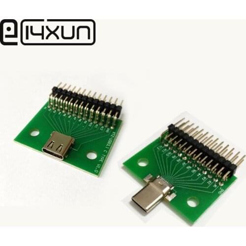 1pcs USB 3.1 Type-C Connector 24Pin Male Plug / Female jack Receptacle Adapter Solder 24P PCB Board with 2.54mm Pitch Pin