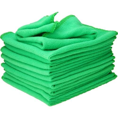10pcs 30x30cm Green Microfiber Wash Clean Towels Car Cleaning Duster Soft Cleaning Cloths