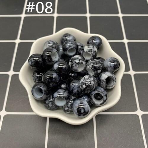 30pcs 12x10mm Black Big Hole Round Acrylic Beads for Jewelry Making DIY Accessory#08
