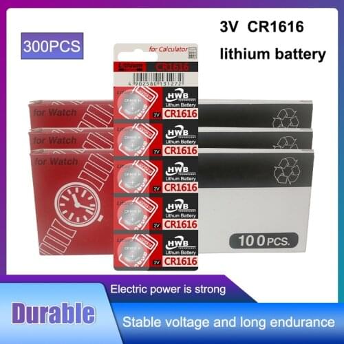 300Pcs/lot For Eaxell CR1616 DL1616 ECR1616 LM1616 1616 3V Lithium Batteries Cell Button Coin Battery For Motherboard Watch