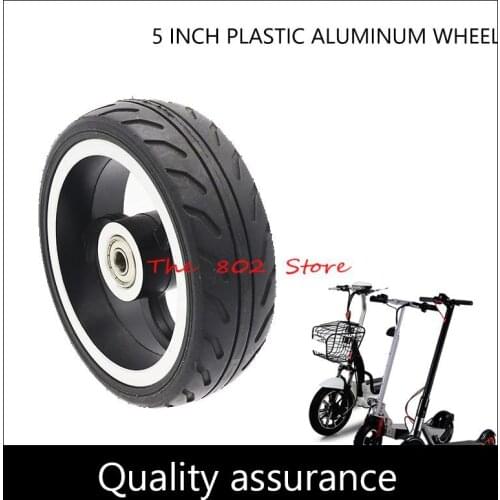 5 inch solid tire wheel 5'' tubeless wheel tyre with alloy hub rims for electric scooters strollers trolley wheelchairs