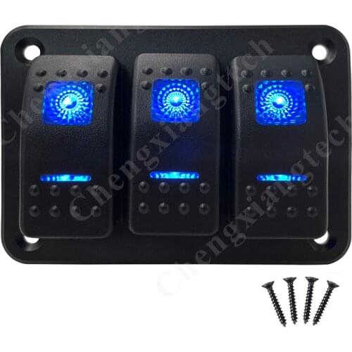 Aluminum Blue Led 3 Gang Rocker Switch Panel 12V 24V 5Pin SPST On Off Car Boat Marine RV Truck Toggle Switch Panel