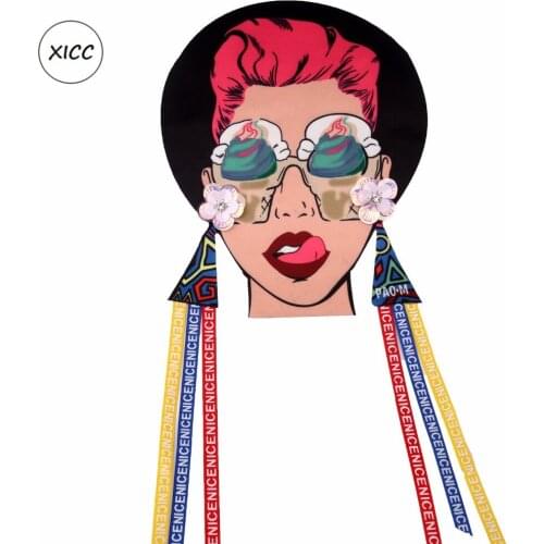 XICC 2019 Gorgeous Mouth Tongue Girl Nail Beading Applique on clothes Beautiful Woman Webbing Letters Patches For Clothing DIY