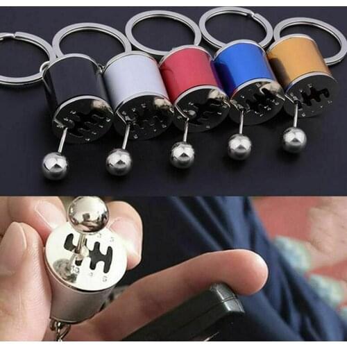 Fashion Keychains Six-Speed Manual Shift Gear Keychain Auto CarS Parts Toy Short Shifter Knob Metal Gift Race Car Stalls Head