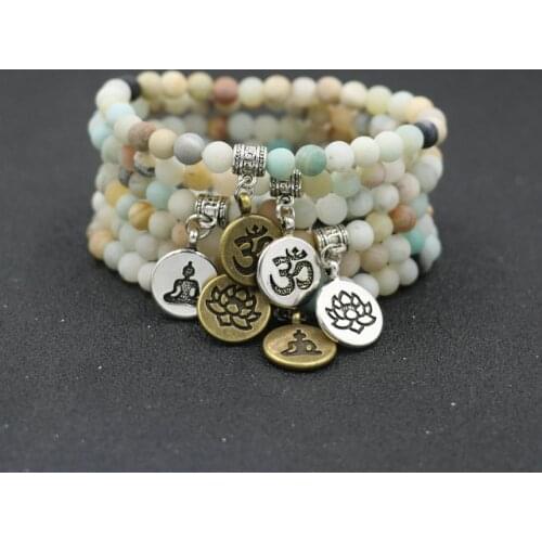 Buddhist Style Natural Stone Bracelet Men Lotus OM Buddha Bracelet Women Yoga Energy Beads Bracelets Couples Jewelry Bileklik