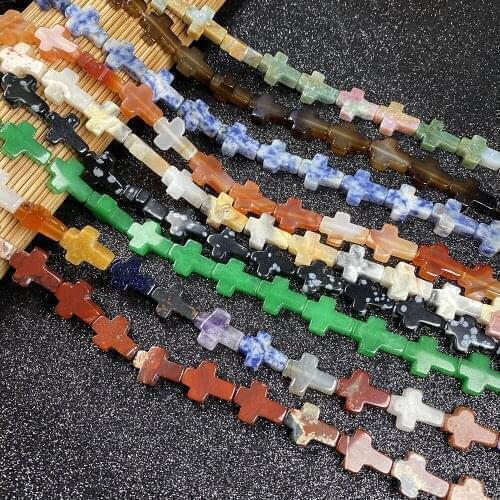 25pcs/lot Natural Stone Beads Cross Shaped Agates Beads for Making DIY Women Necklaces and Bracelets Size 12x16x5mm Length 40cm