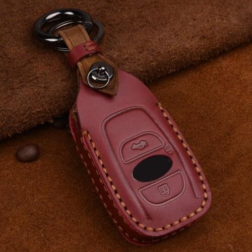 Leather Car Key Case for Subaru BRZ Forester Legacy Outback WRX WRX STI Impreza XV Smart Keyless Remote Keys Bag Covers