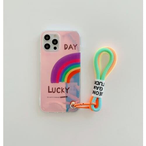 Lucky Rainbow Laser Colorful Elastic Band Case for iPhone 12 Pro Max Back Phone Cover for 12 11 Pro Max X XS XR 8 7 Plus SE 2020