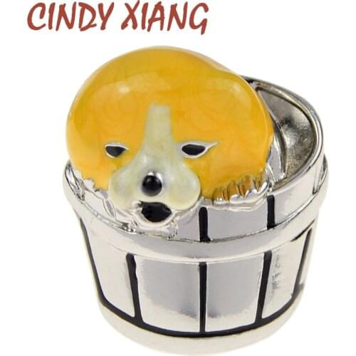 CINDY XIANG New Fashion Cute Small Dog Brooches for Women and Kids Enamel Animal Brooch Pins Coat Dress Accessories Broches Gift