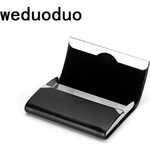 Weduoduo New Business ID Credit Card Holder For Women Men Fashion Brand Metal Aluminum Card Case PU Leather Porte Carte