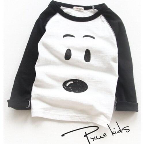 Cute dog cartoon Pattern Kids T-shirts For Girls Children T Shirts For Boys full Sleeve Tops 2019 new O-neck Cotton Clothing