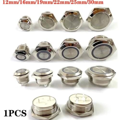 Electric Waterproof Power 12v Led Light Momentary Short Mini Push Button Switch 12/16/19/22/25/30 mm Pressure Switches 220v 24v