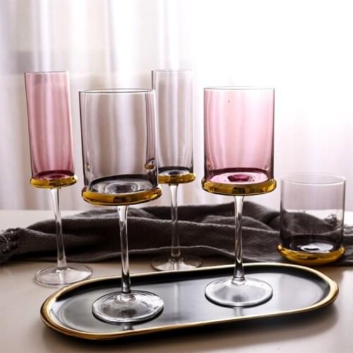 European-style electroplating golden red wine glass tall champagne glass household glass tall glass