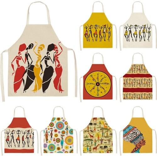 African style Kitchen Aprons for Women Cotton Linen Pinafore Bibs Household Cleaning Home Cooking Apron 53*65cm WQL0196