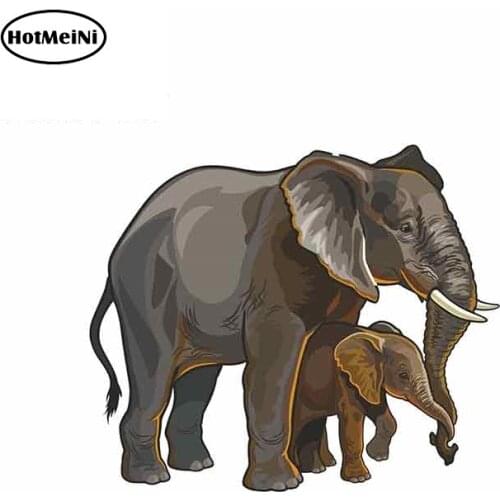 HotMeiNi 13cm x 10.8cm for Elephant Mother Baby Funny Car Stickers Vinyl Waterproof RV VAN Car Accessories JDM Anime Sign Logo