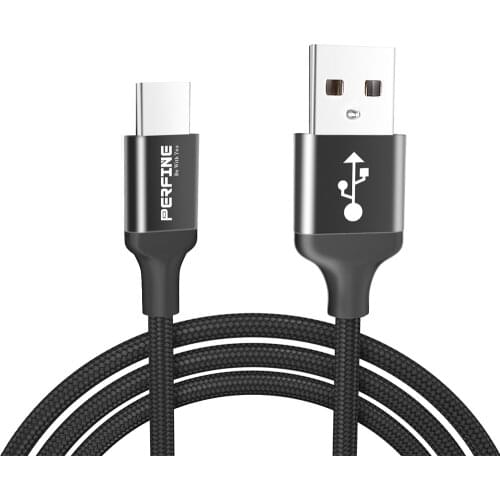 Perfine Charging Cable 1M 3A Fast Charging USB-Type C Cable for Mobile Phone USB C Data Cord Charge Cable Nylon Charge Line