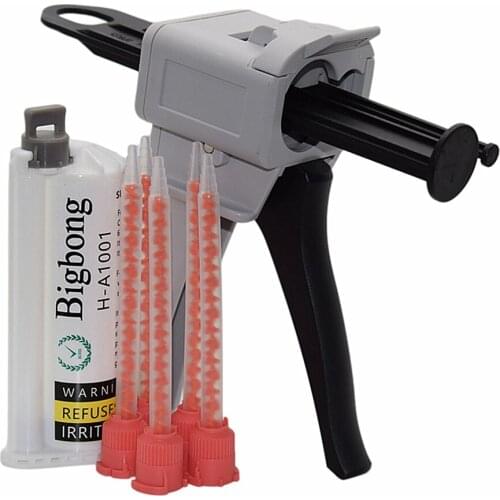 Black 10:1 AB Glues Strong Adhesive 50ml Glue Adhesive and 10:1 Caulking Gun 50ml AB Glue Gun with 5pc 10:1 Static Mixing Nozzle