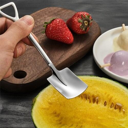 Retro shovel coffee spoon stainless steel dessert spoon watermelon spoon ice cream spoon tip shovel flat shovel Kitchen Tools