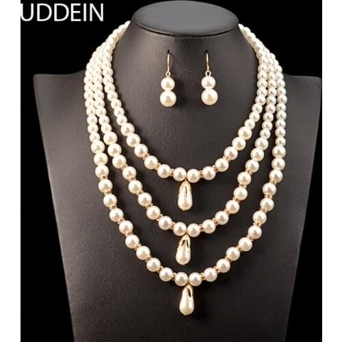 UDDEIN Nigerian Wedding Indian Jewelry Sets Bib Beads Multi layer Simulated Pearl jewelry African Necklace statement chokers