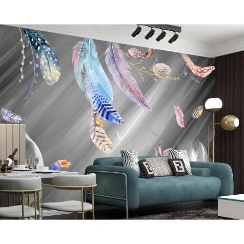 Colorful Feathers 3d Wallcovering Wallpaper Living Room Bedroom European Wallpapers Home Improvement Mural Wall Covering