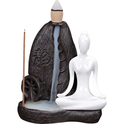 Creative Purple Clay Incense Burner Home Decor Ornaments Teahouse Yoga Girl Ceramic Censer
