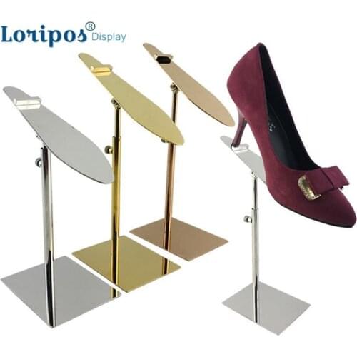 Stainless Steel Metal Shoes Holder Bracket Stand Table Shoes Display Rack Gold Silvery Metal Shoe Pallet Sandal Tray Exhibition