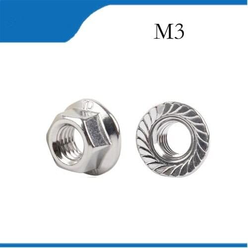 Metric M3 304 Stainless Steel Hex Head Flange Nuts 50pcs/Lot Free Shipping