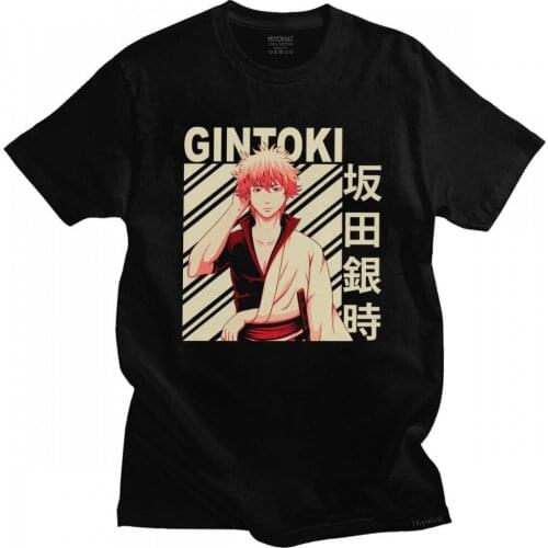 Fashion Anime Gintama T Shirt Men Short Sleeves Gintoki Sakata T-shirt Loose Fit Pure Cotton Tee Tops Manga Tshirt Merch Apparel