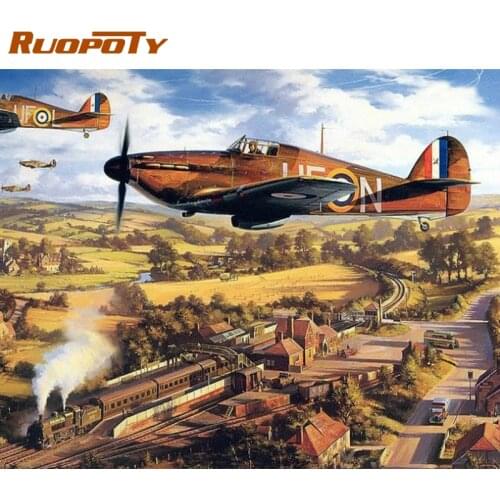 RUOPOTY Frame war airplane Diy Painting By Numbers For Adults Canvas By Numbers Landscape Acrylic Wall Painting For Home Arts