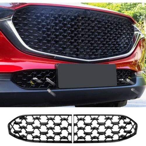 Front Lower Bumper Grill Grille Moulding Cover For Mazda CX30 CX-30 2020-2021 Car Front Bottom Middle Net Decoration Black