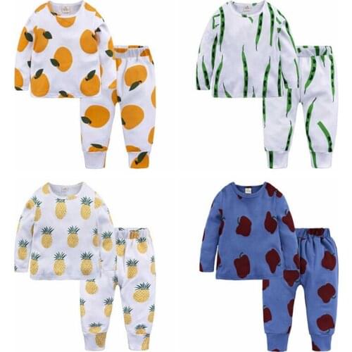 New Nightwear for girls boys Casual pajamas Spring Long sleeves T-shirt + Pants 2 pcs. Childrens costumes cute clothes