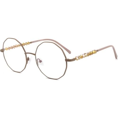 Eyeglasses Pilot Irregular Non-prescription Multilateral Ball Decoration Temple Women Fake Glasses FVG7224