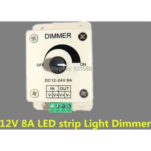 Wholesale 50PCS 12V 8A 96W Adjustable Brightness Controller LED Dimmer
