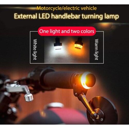 A pair of motorcycle yellow and white double light modified handlebar LED turn signal