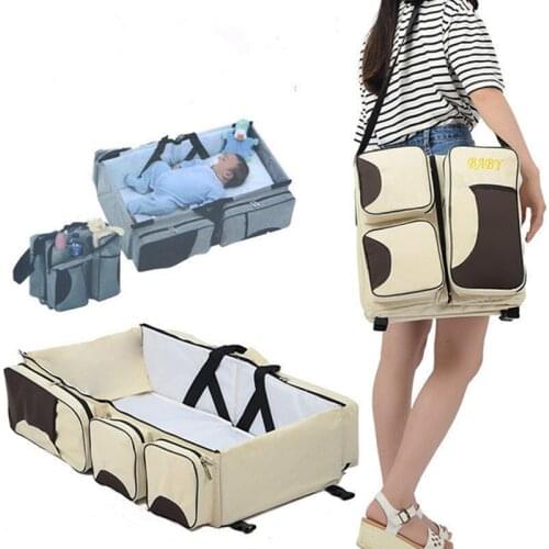 Portable crib travel bed new Fashion Diaper Bag Mommy Backpack Pure Color Mommy Travel Bag