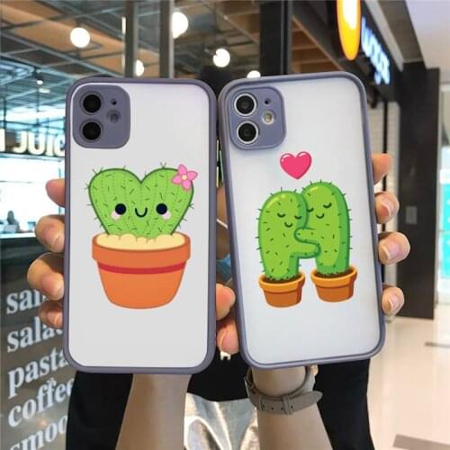 Strong cactus Phone Case For iPhone 12 11 Mini Pro XR XS Max 7 8 Plus X Matte transparent Gray Back Cover