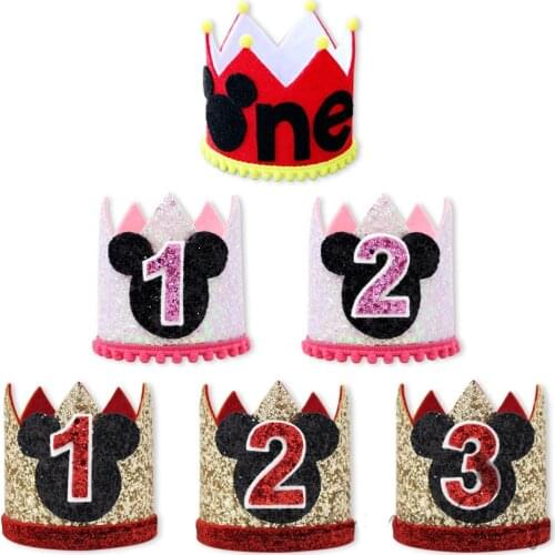 1st Birthday Hat Glitter Birthday Hat First Birthday Crown Kids Birthday Party Crown Hat One Year Old Party Hat Gold Red Black