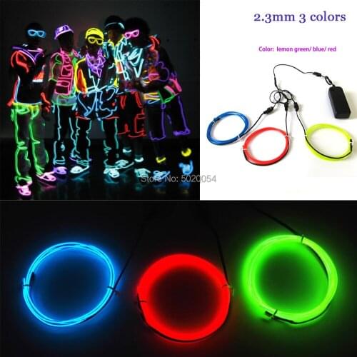Wedding Party Decorative 3 Colors Combined Flexible EL Wire Rope Tube Cable Halloween Costume DIY Material Neon Light LED Strip