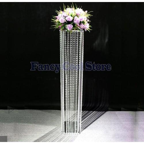 100cm Tall Wedding Crystal Pillar Flower Stand Aisle Column