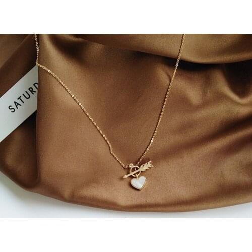 Contracted Fashion An Arrow Through A Heart Pendant Women Heart Neck collar Bone Chain Chain