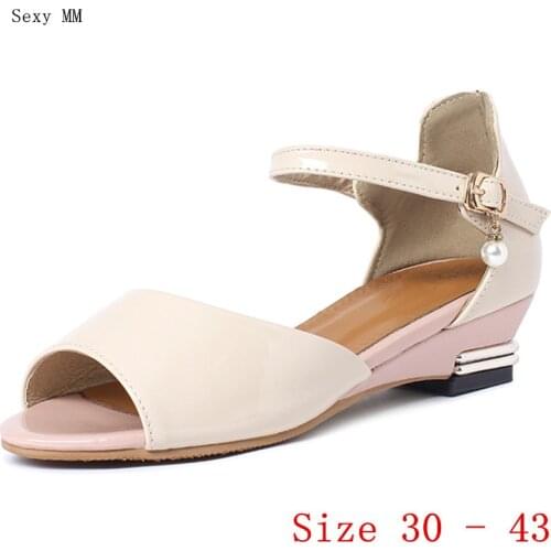 Women Low Heel Sandals Wedges Shoes Woman Low Heels Gladiator Sandals Pumps Small Plus Size 30 31 32 33 - 40 41 42 43