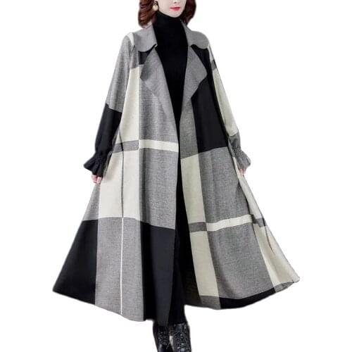 Long Women Trench Coat 2021Autumn Middle aged Fashion Long Sleeve Windbreaker Female Outwear Casual Loose Ladies Outerwear Top
