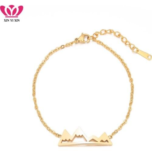 Gold Mountains Stainless Steel Charm Bracelets Bangles Silver Color Bracelets For Women Fashion Jewelry Party Gifts Wholesale