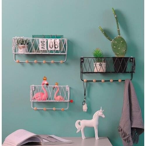 1PC Wooden Iron Wall Shelf Mounted Storage Rack Organization For Bedroom Kitchen Home Decor Kid Room DIY Wall Hooks JL 248